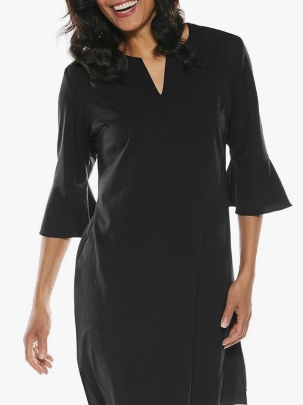 Coolibar | UPF 50+ Cannes Tunic Dress Black Bell Sleeve, Size M, NWT